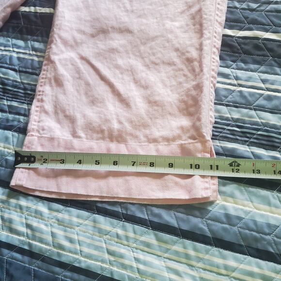 Catherine Stewart Size XL 100% Linen Button Front Wide Leg Capri Pant Petal Pink - Picture 6 of 9